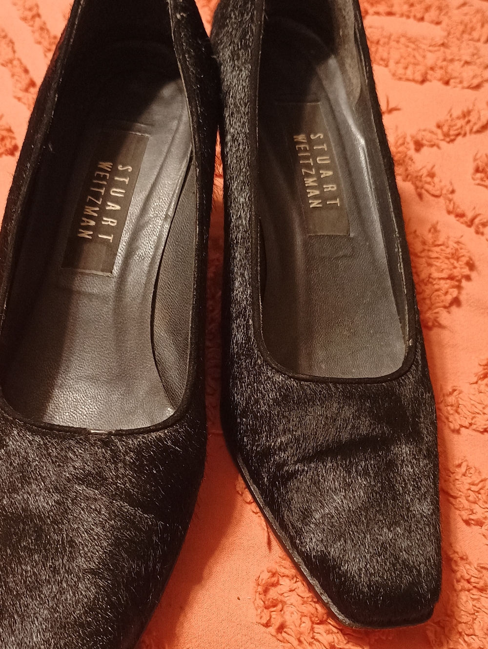 Stuart Weitzman Black Haircalf Pointed Pumps (294) 7.5 B